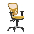 image of Flash Furniture HL-0001-YEL-RLB-GG Nicholas Swivel Task Chair, 37-44.25in Height, 300 lb, Mesh Back, Padded Arms, Yellow
