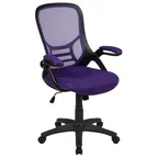 image of Flash Furniture HL-0016-1-BK-PUR-GG Porter Swivel Office Chair, 40-1/4" to 44" Adjustable Height, 250 lb. Capacity, Mesh Back, Padded Arms