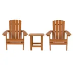 image of Flash Furniture JJ-C14501-2-T14001-TEAK-GG Adirondack Chair Set, 2 Chairs, 1 Square Side Table, Teak Finish, Polystyrene Frame