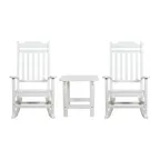 image of Flash Furniture JJ-C14703-2-T14001-WH-GG White Rocking Chair & Square Side Table Set, 225 lb, Polystyrene Faux Wood