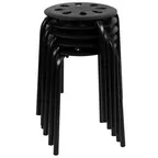 image of Flash Furniture LE-S1-BLACK-GG Stacking Bar Stool 5, 17.5" Height, 265 lb., Black Polycarbonate, Steel, Non-Marring