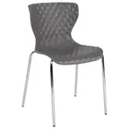 image of Flash Furniture LF-7-07C-GRY-GG Lowell Stackable Chair, 265 lb, Plastic Back & Seat, Chrome Frame, Gray