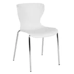 image of Flash Furniture LF-7-07C-WH-GG Lowell Stackable Chair, 265 lb. Weight Capacity, Plastic Back & Seat, Chrome Frame, White