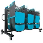 image of Flash Furniture QIN-FRCW45425-GG Hawkins Mobile Cart for 42 Chairs & 12 Tables, Powder Coated Steel, Black, 6 Hanging Bars