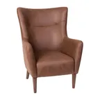 image of Flash Furniture QY-B235-DBR-GG Connor Wingback Accent Chair, Dark Brown Faux Leather, Wooden Frame
