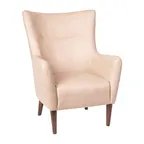 image of Flash Furniture QY-B235-LTBR-GG Connor Wingback Accent Chair, Faux Leather Upholstery, Wooden Frame, Light Brown