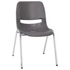image of Flash Furniture RUT-18-GY-CHR-GG Hercules Series Gray Student Shell Stacking Chair, 880 lb, Chrome Frame, Plastic Seat