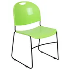 image of Flash Furniture RUT-188-GN-GG Hercules Series Ultra Compact Stacking Chair, 880 lbs, Green, Polypropylene Seat & Back, Black Powder Coated Metal Frame