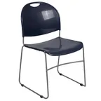 image of Flash Furniture RUT-188-NY-GG Hercules Series Ultra Compact Stacking Chair, 880 lb. weight capacity, Navy Blue Polypropylene Seat & Back, Black Powder Coated Metal Frame