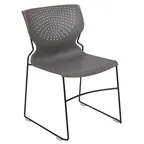 image of Flash Furniture RUT-438-GY-GG Hercules Series Stacking Chair, 661 lb, Gray Polypropylene Seat & Back, Black Metal Frame