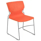 image of Flash Furniture RUT-438-OR-GG Hercules Series Stacking Chair, 661 lb, Orange Polypropylene Seat & Back, Gray Metal Frame
