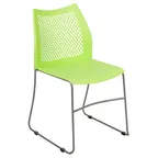 image of Flash Furniture RUT-498A-GN-GG Hercules Series Stacking Chair, 661 lb, Green Plastic Seat & Back, Gray Metal Frame