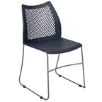 image of Flash Furniture RUT-498A-NY-GG Hercules Series Stacking Chair, 661 lb, Navy Blue, Plastic Seat & Back, Gray Powder Coated Metal Frame
