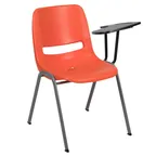 image of Flash Furniture RUT-EO1-OR-LTAB-GG Hercules Series Ergonomic Shell Chair, 880 lbs, Orange, Plastic Seat & Back, Left Handed 12" Tablet Arm