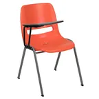 image of Flash Furniture RUT-EO1-OR-RTAB-GG Hercules Series Ergonomic Shell Chair, 880 lb, Orange, Plastic Seat & Back, Right Handed 12" Tablet Arm