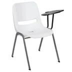 image of Flash Furniture RUT-EO1-WH-LTAB-GG Hercules Series Ergonomic Shell Chair, 880 lbs, White, Plastic Seat & Back, Left Handed 12" Tablet Arm