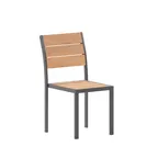 image of Flash Furniture SB-CA108-NAT-GG Finch Patio Chair, 300 lbs, Stackable, Faux Teak Poly Slats, Metal Frame