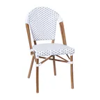 image of Flash Furniture SDA-AD642001-F-WHGY-NAT-GG Lourdes Stacking French Bistro Chair, 400 lb. Capacity, White/Gray Poly Rattan, Natural Finish Aluminum Frame