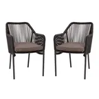 image of Flash Furniture SDA-AD892006-BK-2-GG Kallie Patio Chairs, Woven Back & Seat, Aluminum Frame, Black & Gray, Set