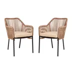 image of Flash Furniture SDA-AD892006-NAT-2-GG Kallie Patio Chairs, Woven Back & Seat, Aluminum Frame, Ivory Zippered Cushions, Set