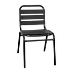 image of Flash Furniture TLH-015C-BK-GG Lila Patio Stacking Chair, 352 lb, Aluminum Frame, Black, Ladder Back