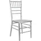 image of Flash Furniture WDCHI-S Advantage Chiavari Chair, Wood, Silver Finish, Ladder Back, Wood Seat