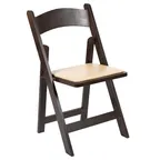 image of Flash Furniture XF-2903-CHOC-WOOD-GG Hercules Series Folding Chair, Beige Vinyl Seat, Beechwood, Chocolate Finish