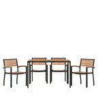 image of Flash Furniture XU-DG-304860064-GG 48"W Rectangular Patio Dining Table Set with 4 Stacking Chairs