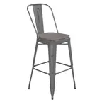 image of Flash Furniture XU-DG-TP001B-30-PL1G-GG Lincoln Bar Stool 30" Seat 500 lbs Gray Slat Poly Resin Steel Glides