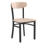image of Flash Furniture XU-DG6V5B-NAT-GG Wright Dining Chair, 500 lb, Natural Birch Finish, Black Steel Frame, Wooden Seat & Back