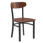 image of Flash Furniture XU-DG6V5B-WAL-GG Wright Dining Chair, 500 lb, Walnut Finish, Wooden Seat & Back, Black Steel Frame