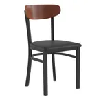 image of Flash Furniture XU-DG6V5BV-WAL-GG Wright Dining Chair, 500 lb, Black Vinyl Upholstered Seat, Walnut Finish, Black Steel Frame