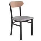 image of Flash Furniture XU-DG6V5GYV-NAT-GG Wright Steamer Dining Chair, 500 lb, Gray Vinyl Seat, Natural Birch Finish