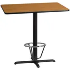 image of Flash Furniture XU-NATTB-3042-T2230B-3CFR-GG Rectangular Bar Height Table, 42x30, Natural Laminate, Black PVC T-Mold Edge