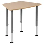 image of Flash Furniture XU-SF-1001-NAT-A-GG Billie Hex Student Desk, 27"W x 18-1/4"D, Adjustable 24-33"H, Natural Finish, Powder Coated Steel Legs