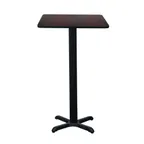 image of Hubert 32Q-057 CenPro Bar Height Table Set, 30x30 Square, 42 Height, Black/Cherry Finish, 4 Red Chairs