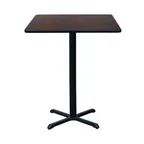 image of Hubert 32Q-064 CenPro Bar Table Set, 36" Square Top, Black/Cherry Finish, 42" Height, 4 Black Stools