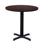 image of Hubert 32Q-083 CenPro Table Set with 4 Red Cross-Back Chairs, 30 Round Table Top, 29 Height