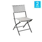 image of Flash Furniture 2-FV-FWA086-BLK-WHT-GG - 2 Outdoor Bistro Chairs, Black/White PE Rattan Seat & Back, Steel