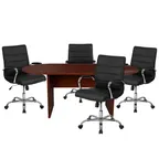 image of Flash Furniture BLN-6GCMHG2286-BK-GG 72" Oval Lake Table Set with 4 Black LeatherSoft Chairs, 250 lb. Capacity