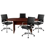 image of Flash Furniture BLN-6GCMHG595M-BK-GG Lake Set, 72" Mahogany Table, 4 Black Chairs, 250 lbs, Tilt Lock