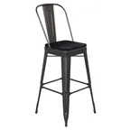 image of Flash Furniture CH-31320-30GB-BK-PL2B-GG Kai Black Bar Stool, 500 lb, Metal Back, Polypropylene Seat
