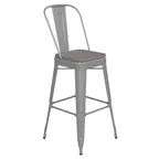image of Flash Furniture CH-31320-30GB-SIL-PL2G-GG Kai Bar Stool, 500 lb, Silver, Galvanized Steel, Polypropylene Seat