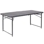 image of Flash Furniture DAD-LF-122Z-DG-GG Folding Table, 23-1/2" x 48-1/4" x 21-1/2"-29-1/2", Dark Gray Plastic Top, Adjustable Height, 220 lbs, Rectangular, Folds In Half