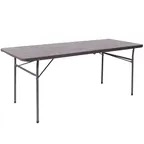 image of Flash Furniture DAD-LF-183Z-GG Folding Table, 30" x 72" x 29"H, Brown Woodgrain Plastic Top, 220 lbs Capacity, Rectangular, Folds in Half