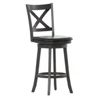 image of Flash Furniture ES-UN1-29-GY-GG Felicity Gray Swivel Barstool, Crossback, Padded LeatherSoft, 300 lb, Wood Frame, Gray Wash Walnut