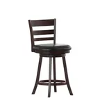 image of Flash Furniture ES-UN3-24-ESP-GG Zerrick Swivel Counter Height Bar Stool, Wood Ladder Back, Padded LeatherSoft Seat, Espresso Finish