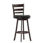 image of Flash Furniture ES-UN3-29-ESP-GG Zerrick Swivel Bar Stool, Wood Ladder Back, Padded LeatherSoft Seat, Espresso Finish
