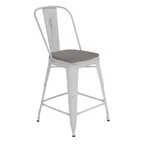 image of Flash Furniture ET-3534-24-WH-PL1G-GG Carly Counter Height Bar Stool, 500 lb. Weight Capacity, White Distressed Steel Frame, Gray Polypropylene Seat