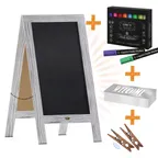 image of Flash Furniture HGWA-GD1I-CRE8-842315-GG Magnetic Sign Set, 40" x 20" Black Board, Wood Frame - Set